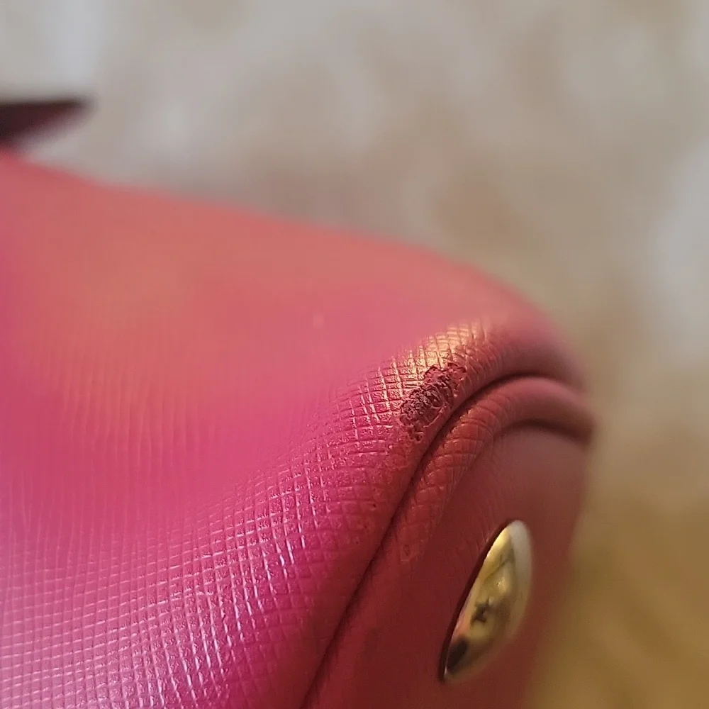 COACH Cora Peyton Pink Double Handle Zip Around Crossbody Satchel‎ Dome Bag